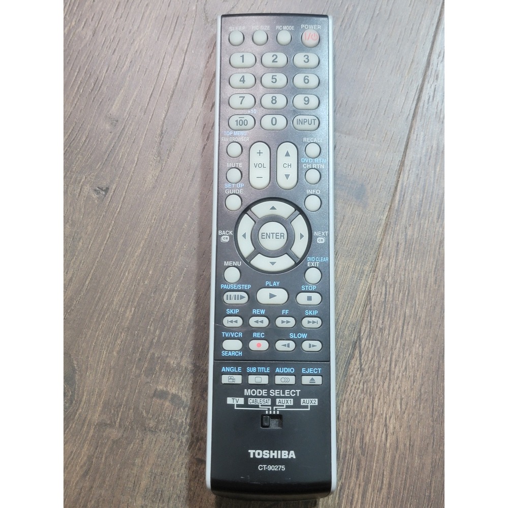 Toshiba CT-90275 Universal TV VCR DVD Cable‎ Remote Control Silver Black